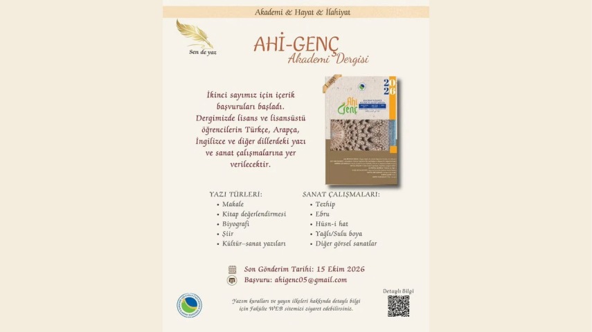 AHİ-GENÇ Akademi Dergisi 2. Sayı için Başvuru
